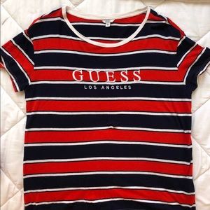 GUESS red white and blue striped Tshirt